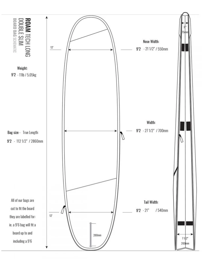ROAM 9'2" TECH BAG DOUBLE SLIM LONGBOARD - Image 6